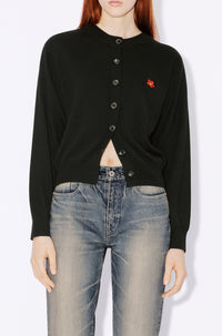 Boke Flower embroidered wool cardigan - Black