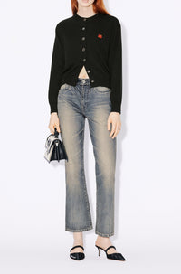 Boke Flower embroidered wool cardigan - Black