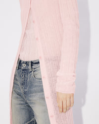 Cardigan long et transparent en laine - Faded Pink