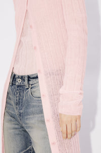 Long sheer wool cardigan dress - Faded Pink