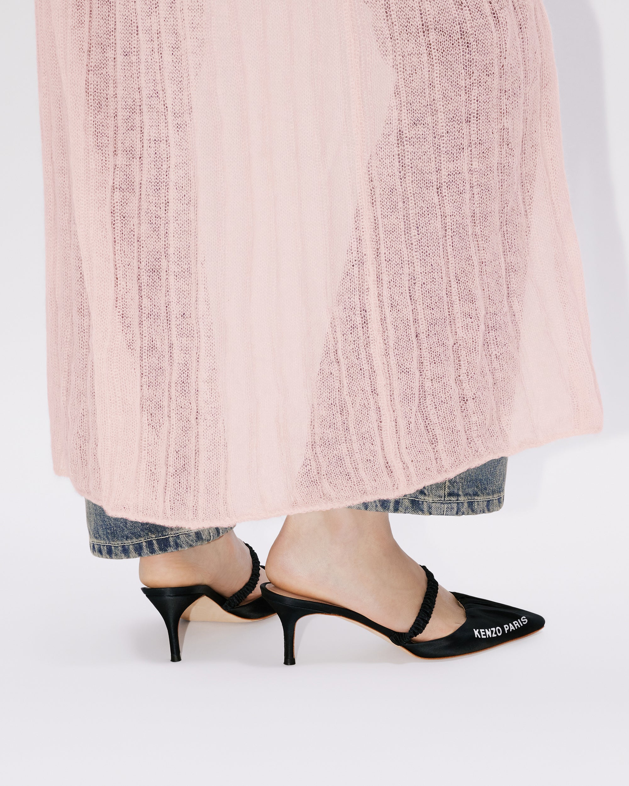 Cardigan long et transparent en laine - Faded Pink