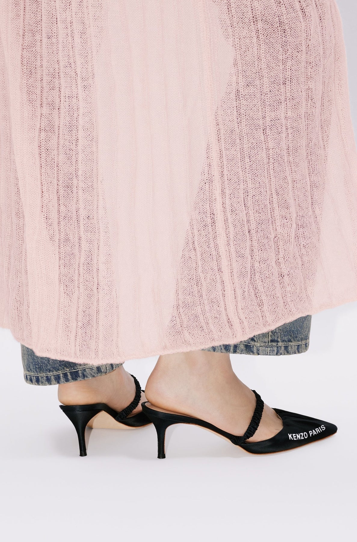 Long sheer wool cardigan dress - Faded Pink