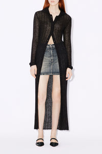 Cardigan long et transparent en laine - Black