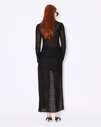 Cardigan long et transparent en laine - Black