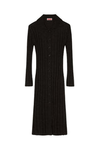 Robe cardigan long et transparent en laine - Black
