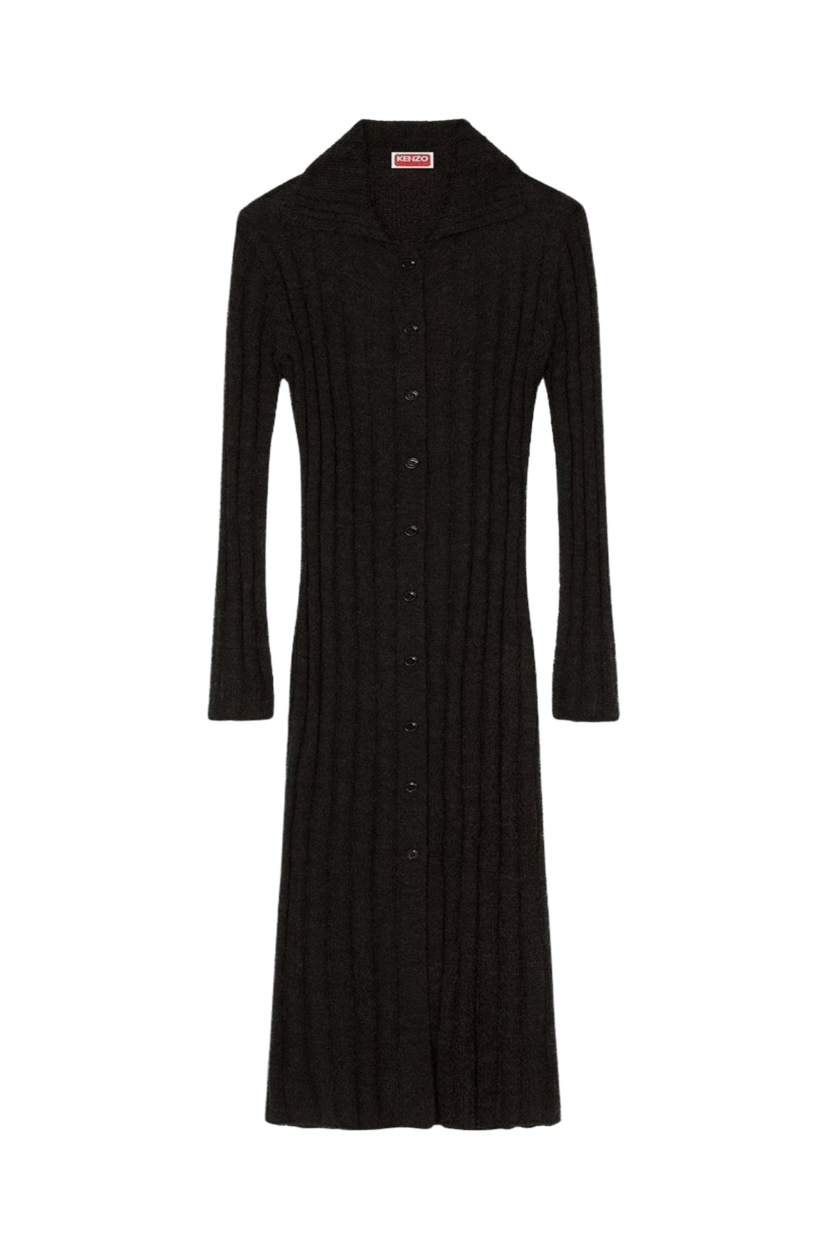 Robe cardigan long et transparent en laine - Black