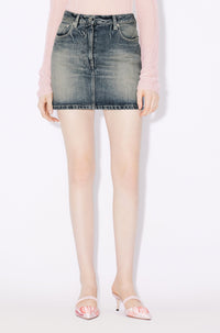 Japanese denim mini-skirt - Stone Bl Dirty & Blue Denim