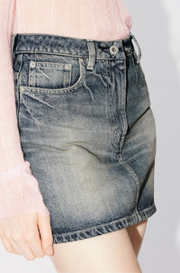 Japanese denim mini-skirt - Stone Bl Dirty & Blue Denim