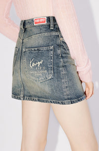 Japanese denim mini-skirt - Stone Bl Dirty & Blue Denim