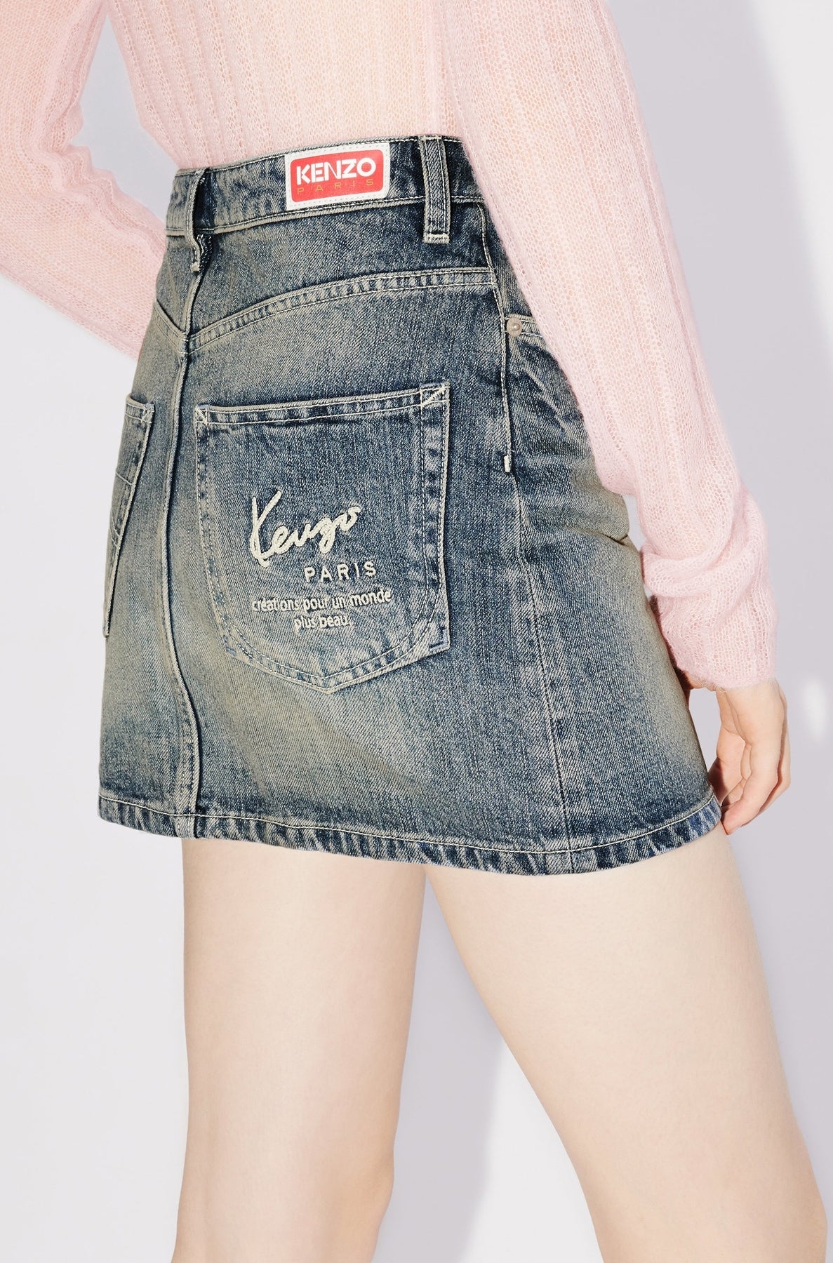 Japanese denim mini-skirt - Stone Bl Dirty & Blue Denim