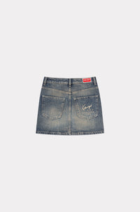 Japanese denim mini-skirt - Stone Bl Dirty & Blue Denim