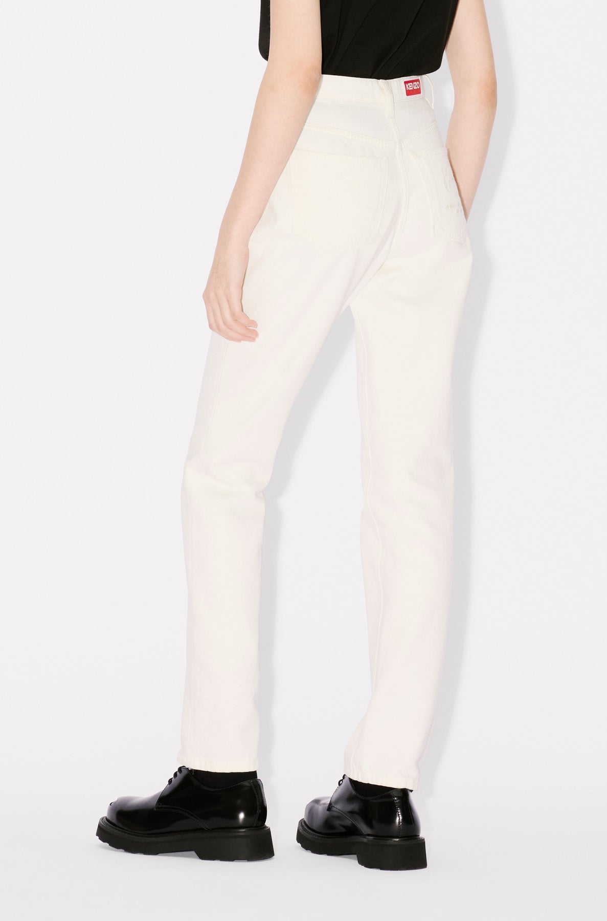 Jean Asagao droit en denim japonais - Stone Bleached & White Denim
