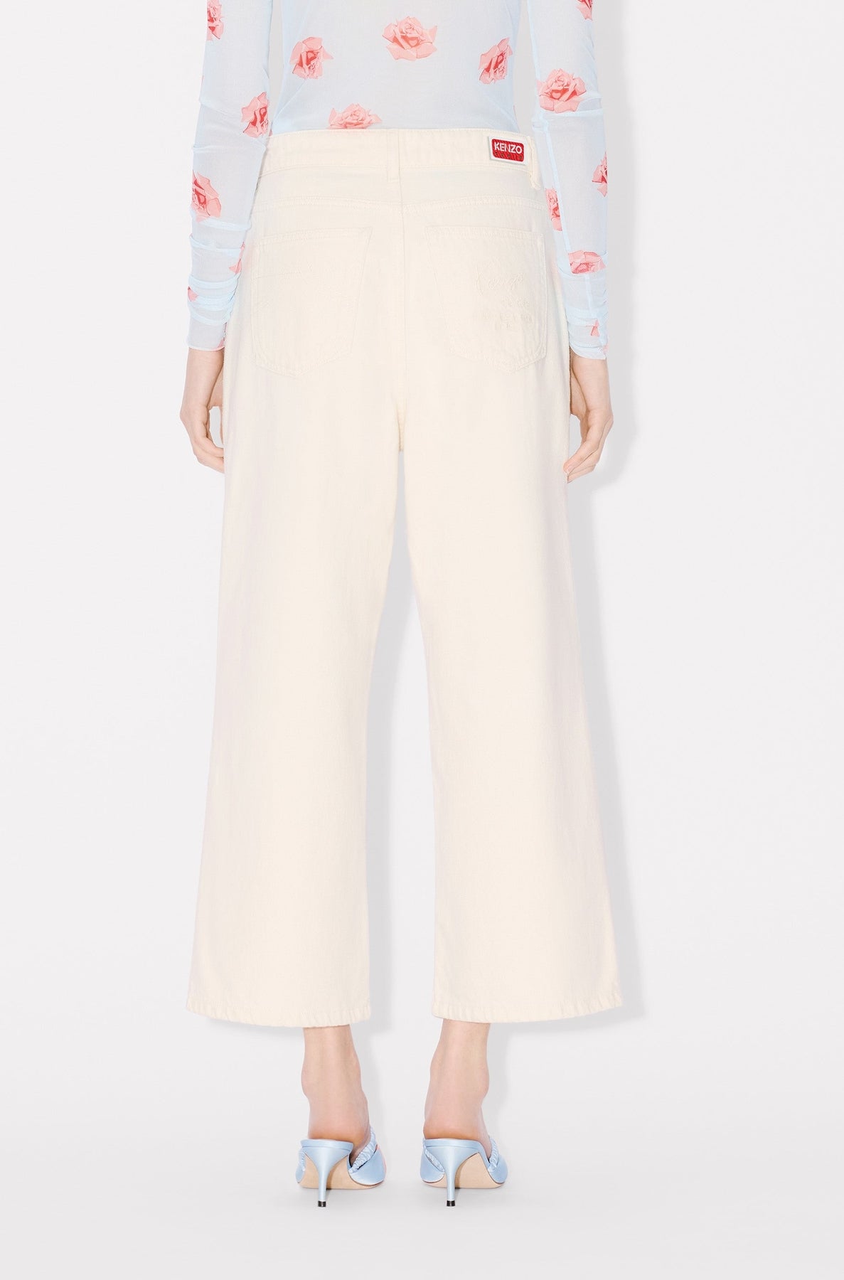 Jean Sumire cropped en denim japonais - Stone Bleached & White Denim