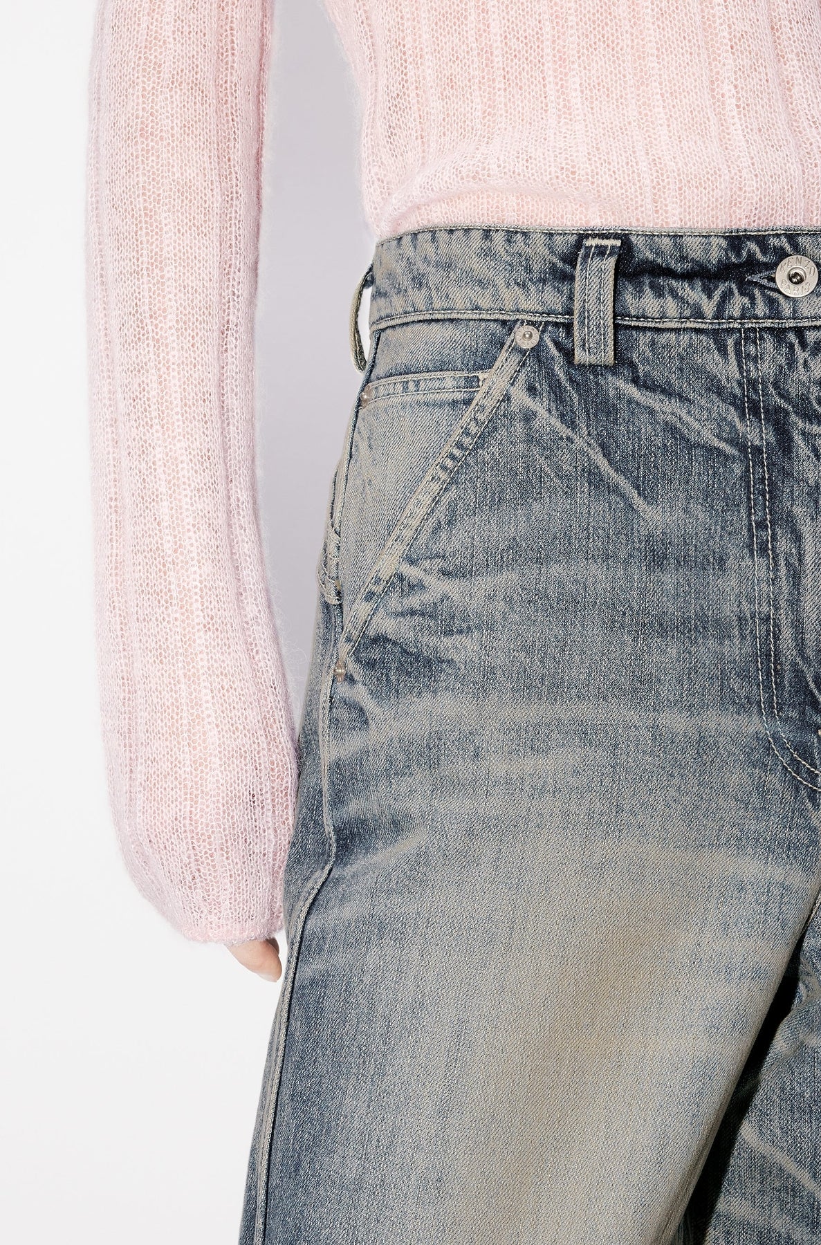 Jean baggy en denim japonais - Stone Bl Dirty & Blue Denim