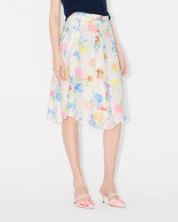 Drawn Flowers Pleated Skirt
