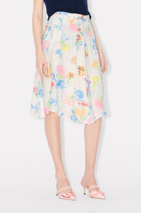 Pleated Skirt Kenzo Drawn Flowers - Off White