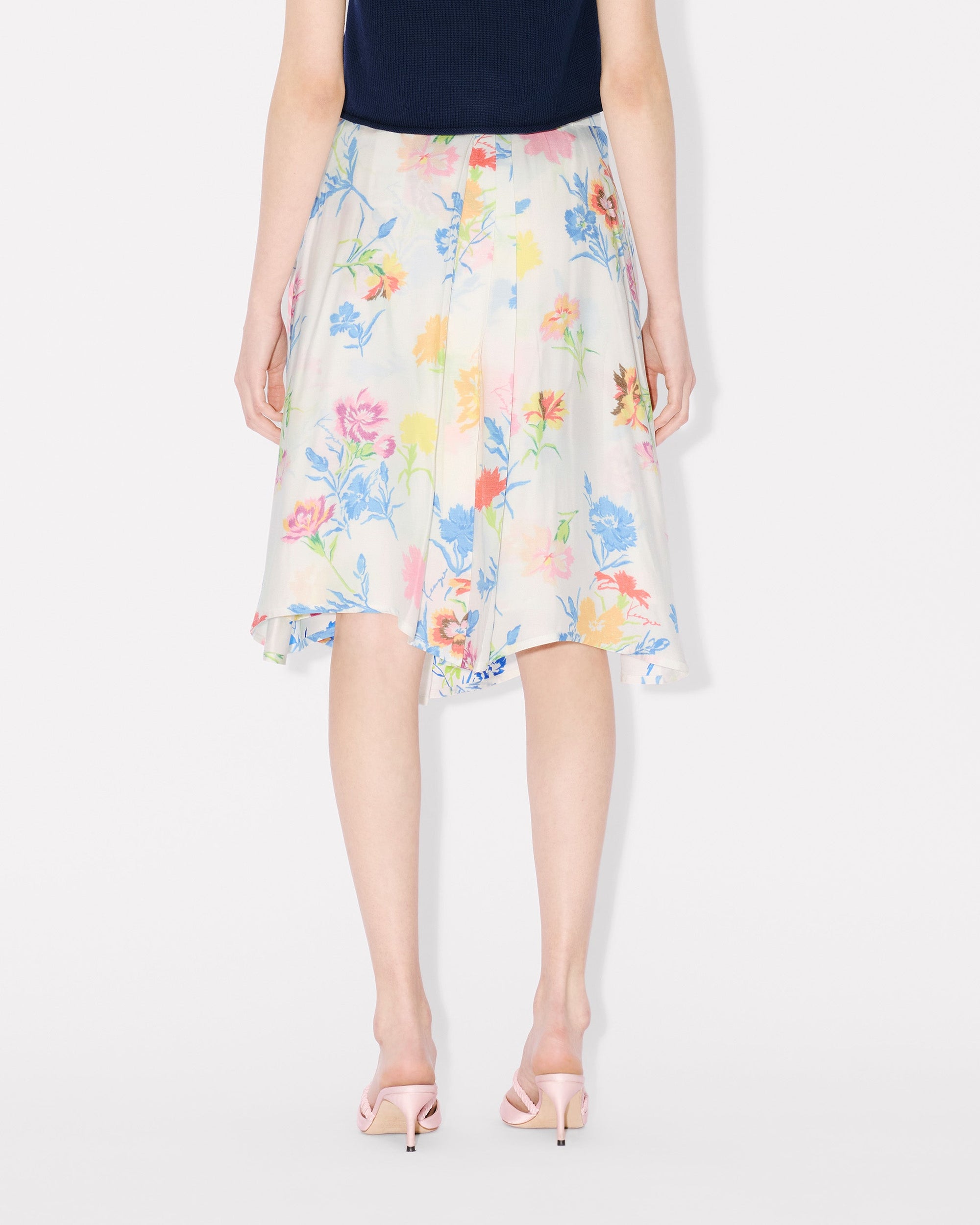 Drawn Flowers Pleated Skirt