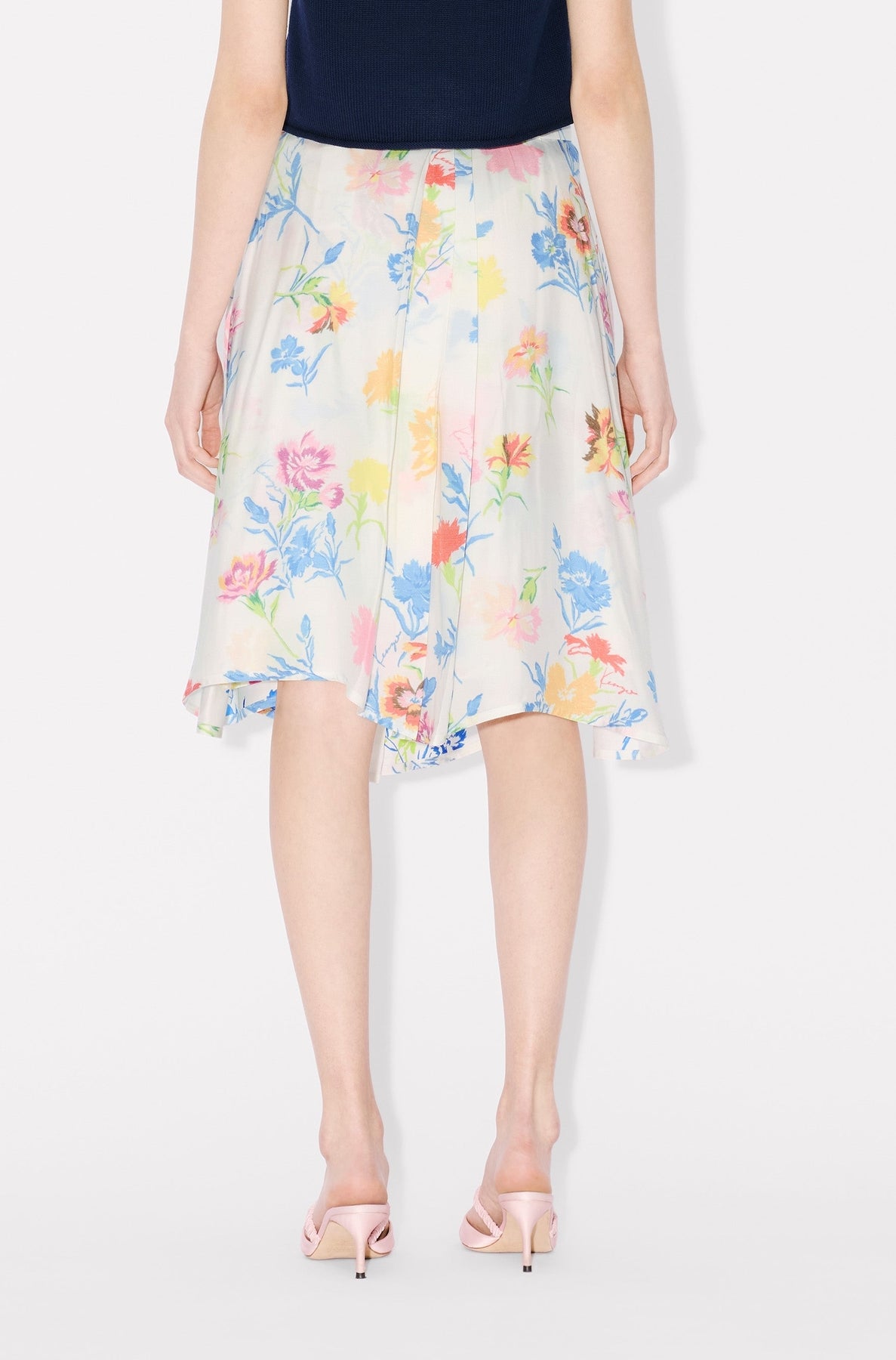 Pleated Skirt Kenzo Drawn Flowers - Off White