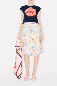 Drawn Flowers Pleated Skirt