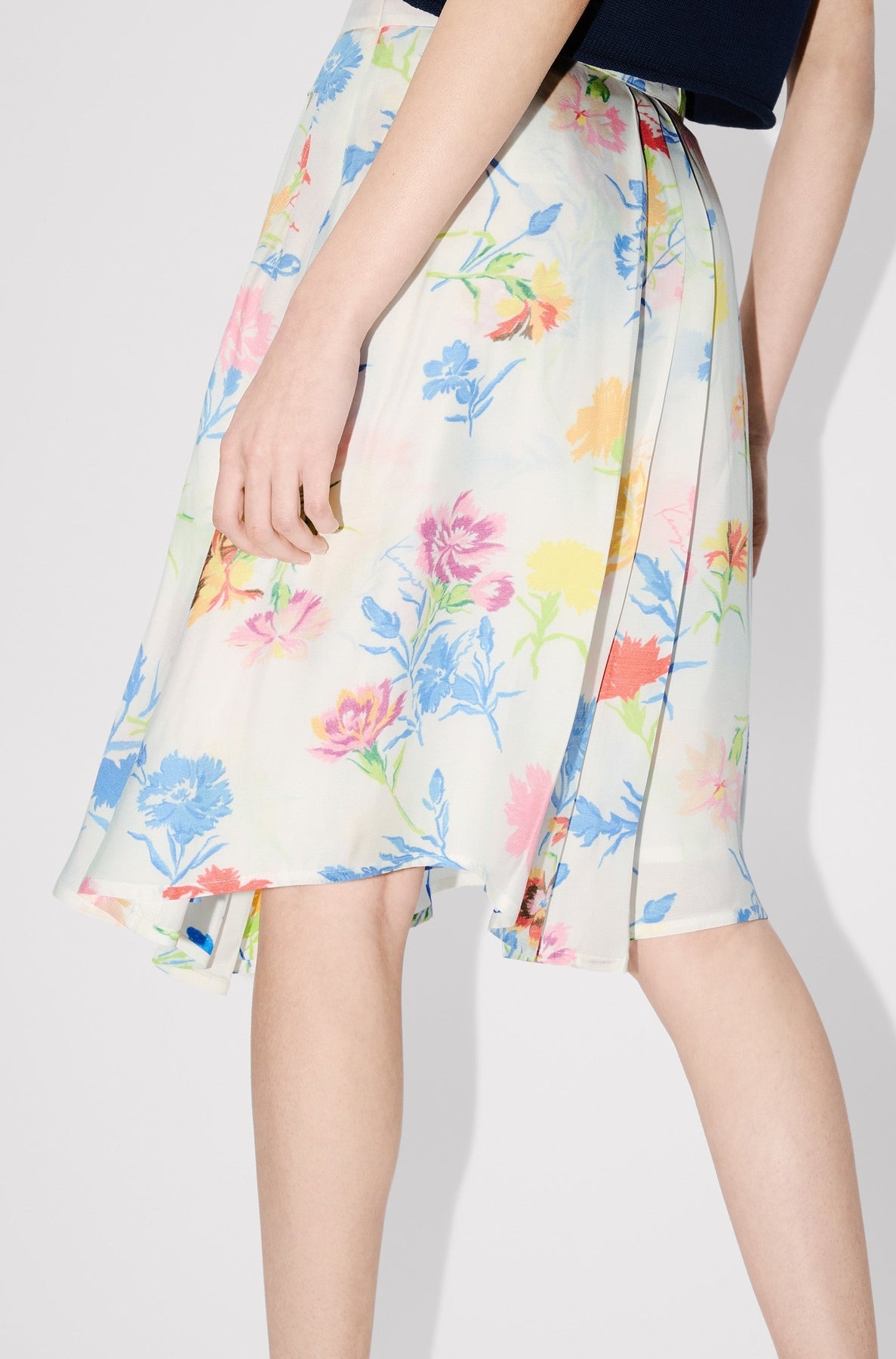 Pleated Skirt Kenzo Drawn Flowers - Off White