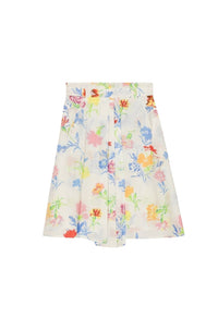 Pleated Skirt Kenzo Drawn Flowers - Off White
