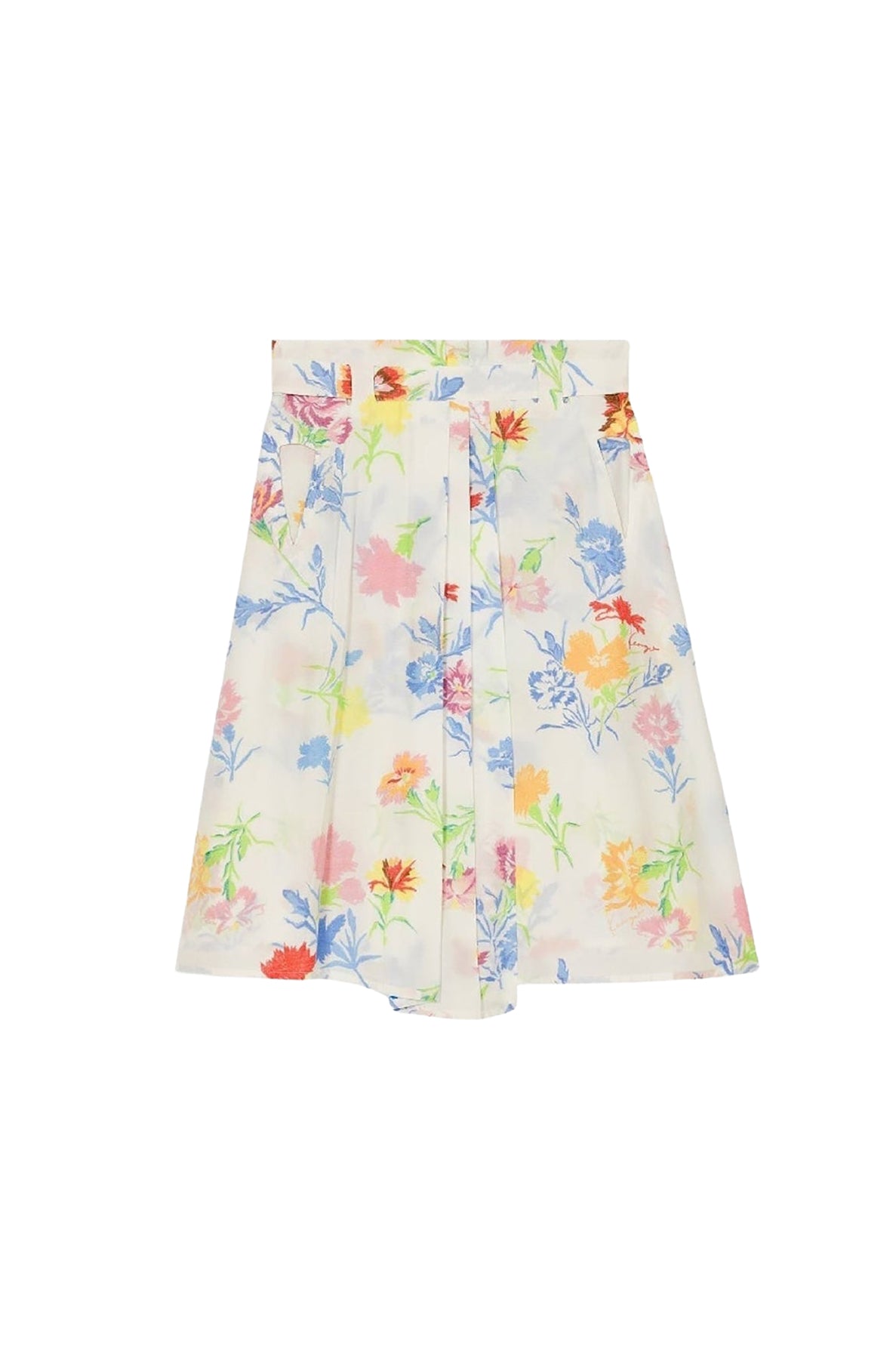 Pleated Skirt Kenzo Drawn Flowers - Off White