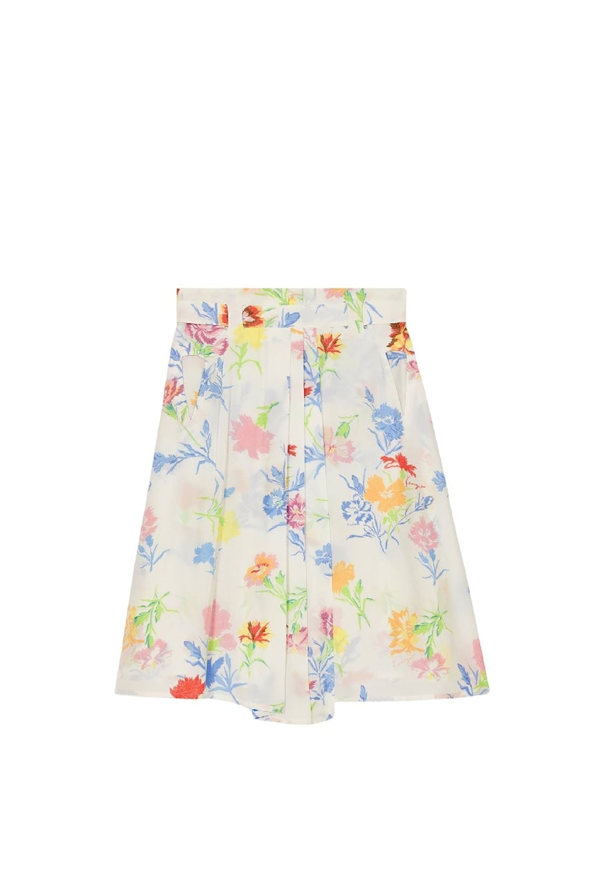 Drawn Flowers Pleated Skirt
