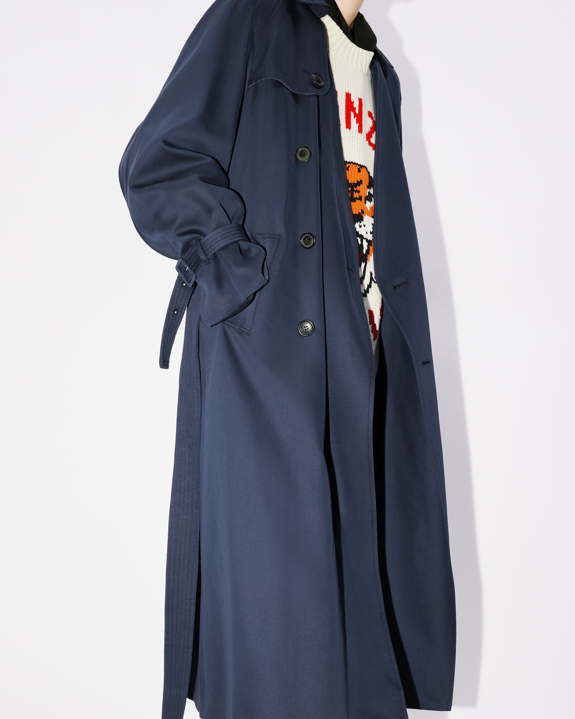 Solid Elongated Kimono Trench