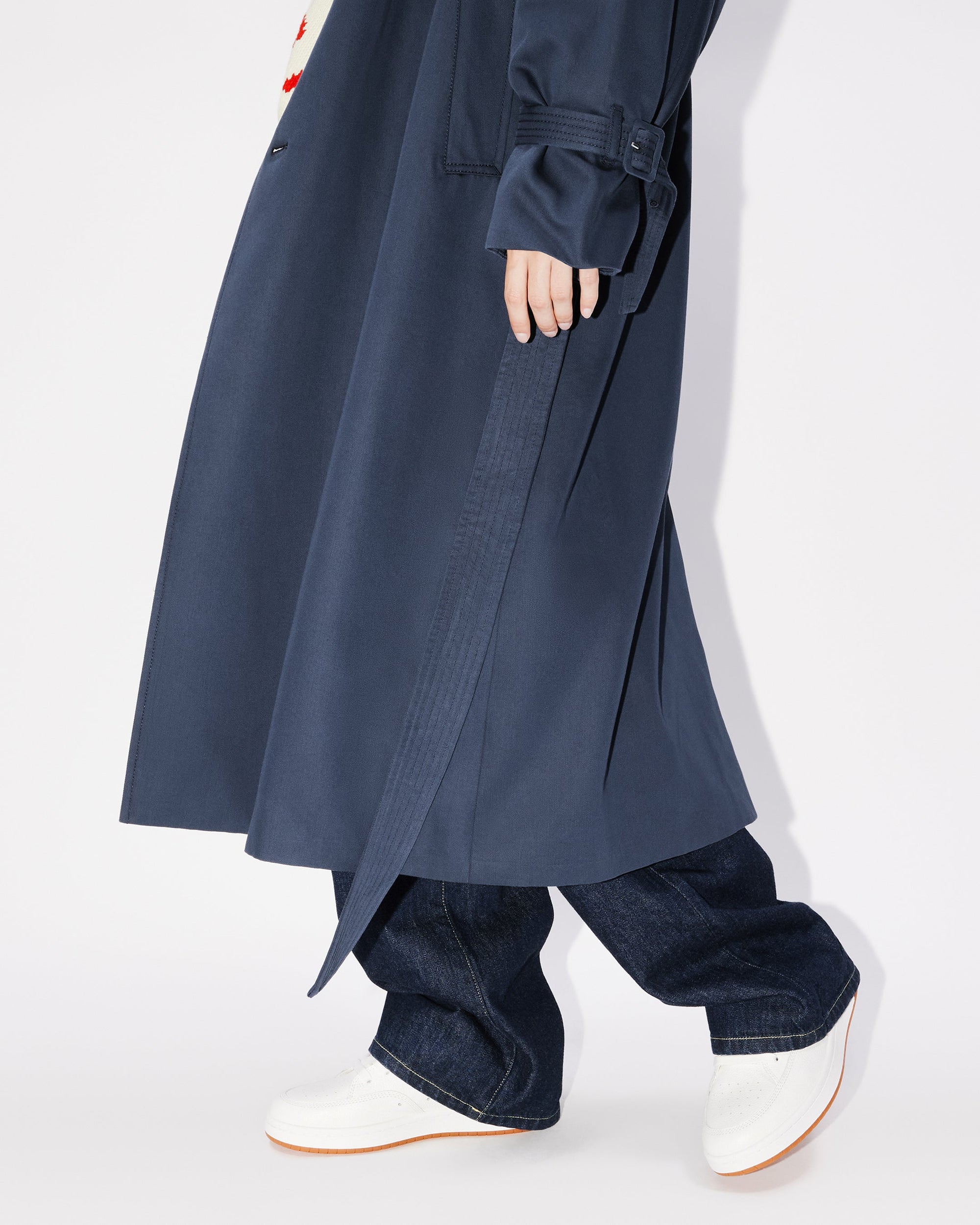 Solid Elongated Kimono Trench