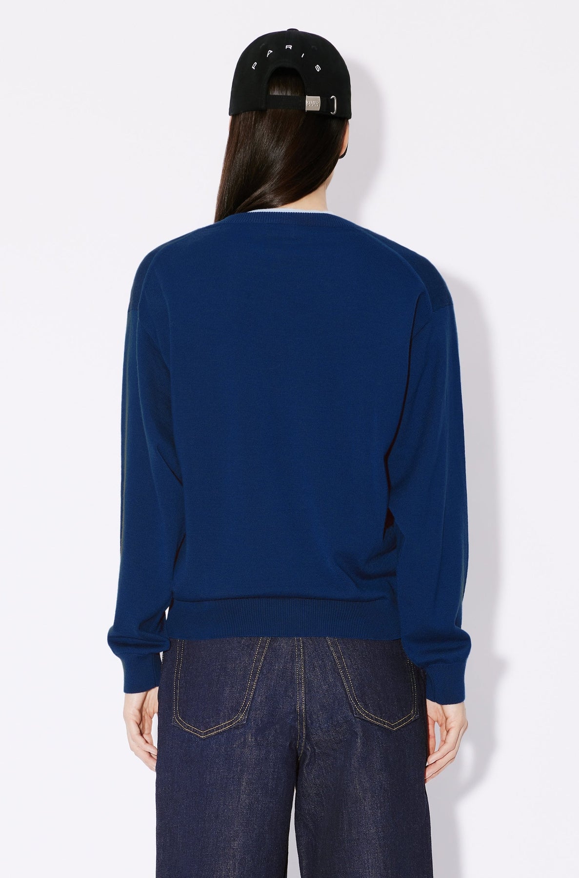 Boke Flower Crest embroidered jumper in wool - Electric Blue