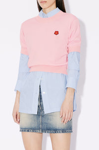Pull à manches courtes brodé Boke Flower en laine - Faded Pink