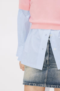 Pull à manches courtes brodé Boke Flower en laine - Faded Pink