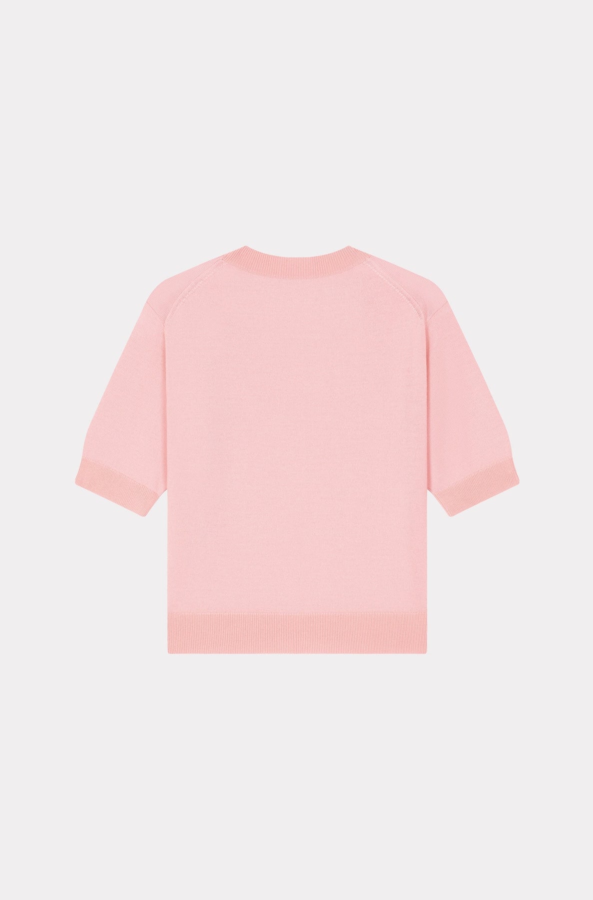 Pull à manches courtes brodé Boke Flower en laine - Faded Pink
