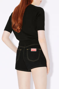 Boke Flower embroidered wool short-sleeved jumper - Black