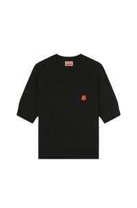 Boke Flower embroidered wool short-sleeved jumper - Black