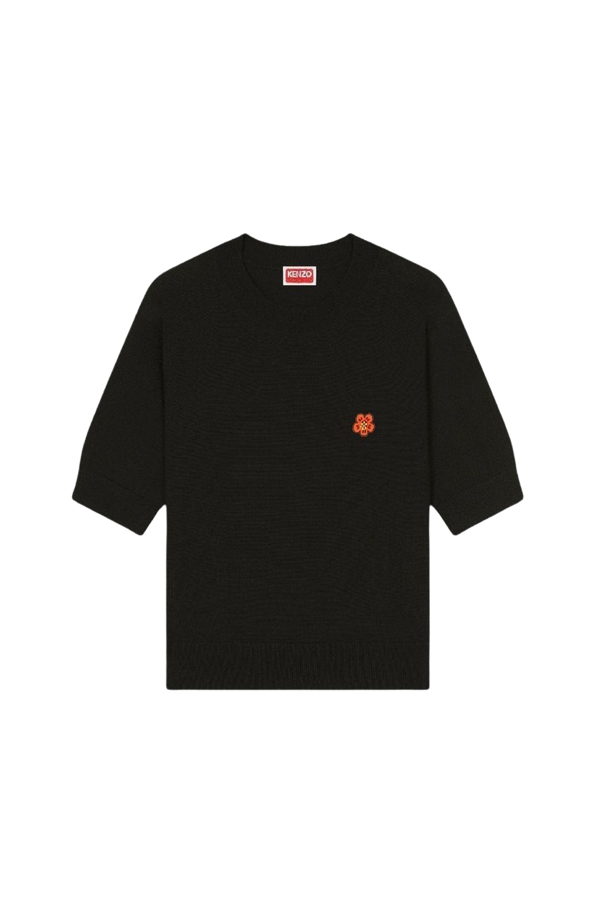 Boke Flower embroidered wool short-sleeved jumper - Black
