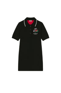 Robe polo brodée ‘Year of the Dragon’ en laine - Black