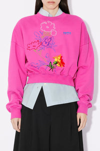Drawn Flowers Cropped Sweat