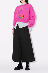 Drawn Flowers Cropped Sweat