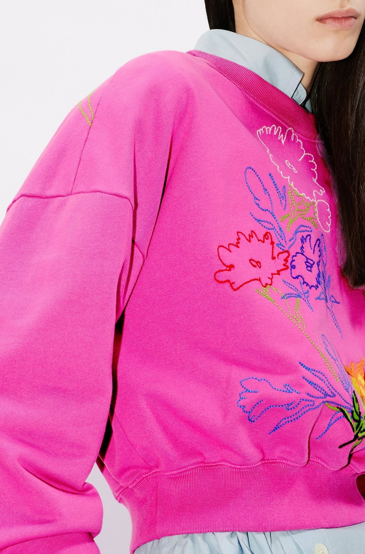 Drawn Flowers Cropped Sweat