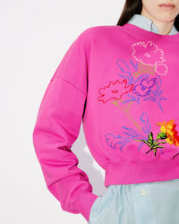 Drawn Flowers Cropped Sweat