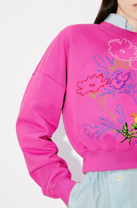 Embroidered sweatshirt Kenzo Drawn Flowers - Deep Fuschia