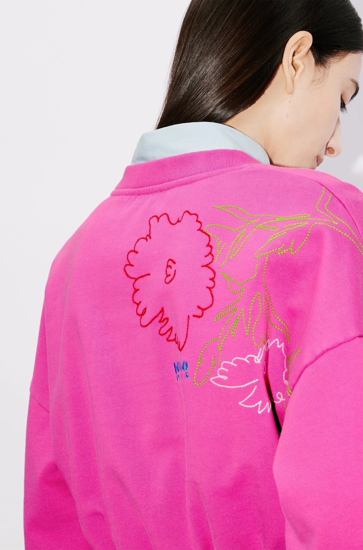 Embroidered sweatshirt Kenzo Drawn Flowers - Deep Fuschia