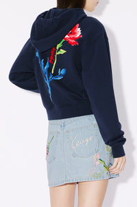 Drawn Flowers Zip-Up Hoodie