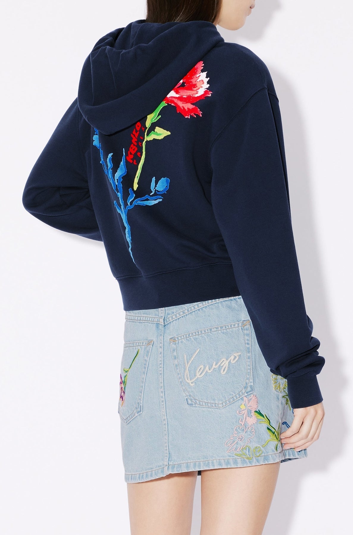 Drawn Flowers Zip-Up Hoodie