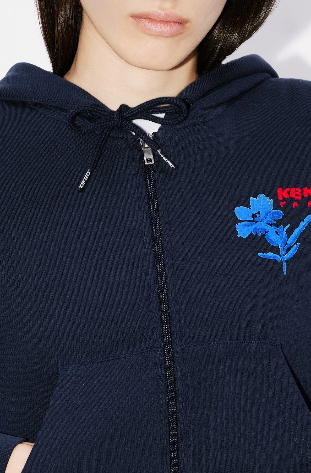 Drawn Flowers Zip-Up Hoodie