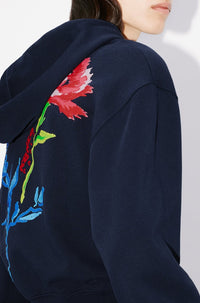 Drawn Flowers Zip-Up Hoodie
