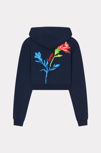 Sweatshirt à capuche brodé Kenzo Drawn Flowers - Midnight Blue
