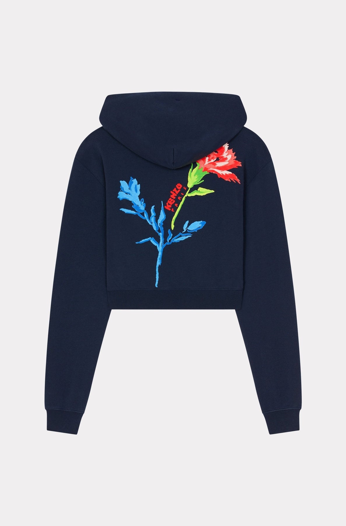 Sweatshirt à capuche brodé Kenzo Drawn Flowers - Midnight Blue