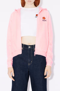 Boke Flower embroidered zip-up hoodie - Faded Pink